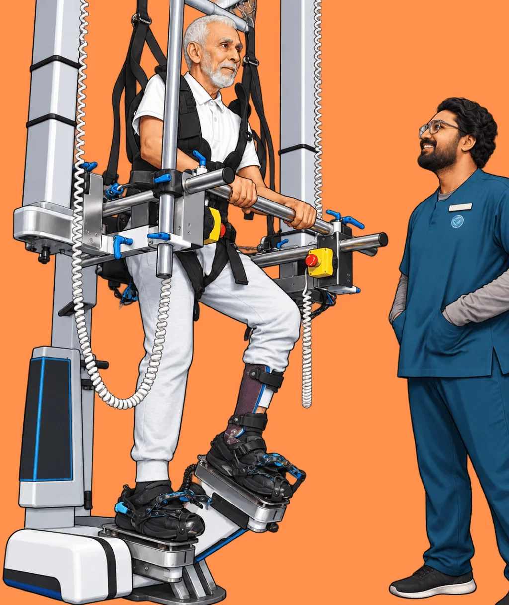 High-repetition sensor-guided robotic gait training session